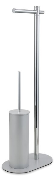 Piantana WC porta salviette e porta scopino 24x14xh66 cm anima in ottone design minimale Cromo