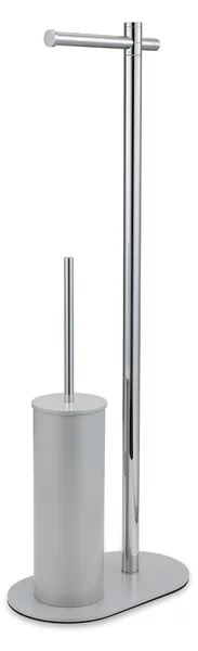 Piantana WC porta salviette e porta scopino 24x14xh66 cm anima in ottone design minimale Cromo