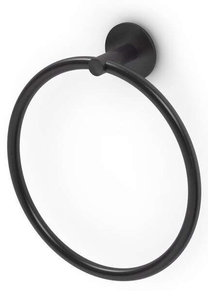 Portasalviette ad anello circolare Oslo Square dimensioni 19,8x5xh19,8 cm stile minimale alluminio verniciato a polvere nero opaco