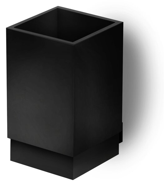 Porta Bicchiere Sospeso XONY Dimensioni 7,5x10xh 9,5 cm Acciaio inox Lucido e contenitore in resina Nero opaco