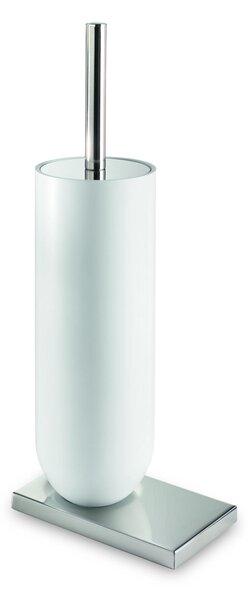 Set 4 pezzi Porta scopino, dispenser, portasapone , bicchiere con base VOID colore cromo , e bianco opaco 4 pezzi ne paghi 1