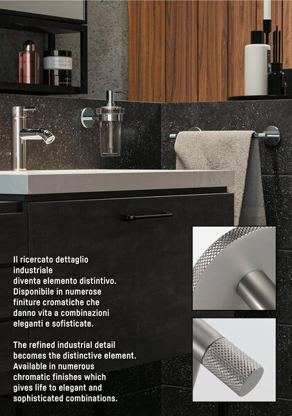 Portarotolo di carta igienica TEXTURE dimensioni 14,8x9,5xh4,6 cm stile In acciaio inox lucido Stile Industriale contemporaneo