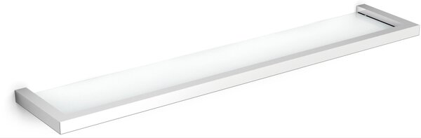 Mensola in vetro acidato XONY 60x12xh1,60 cm in acciaio inox lucido e vetro