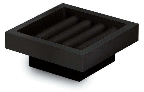 Portasapone da Appoggio XONY base in Acciaio nero e porta sapone in resina Nero opaco