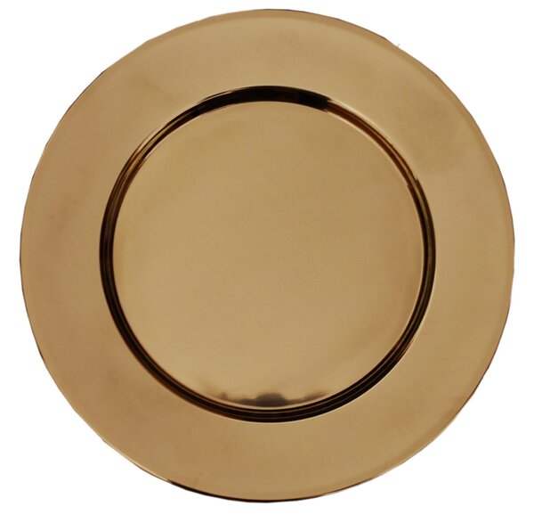 Sottopiatto in Ottone lucido � 32xh2,5 cm con bordo liscio Made In italy
