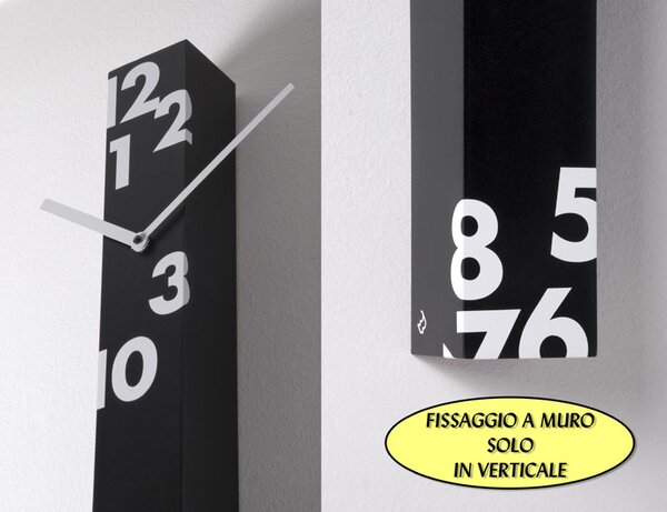 Orologio da parete verticale 6xh150cm Il tempo stringe realizzato in legno Nero