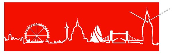 Orologio da parete Skyline Londra Rosso