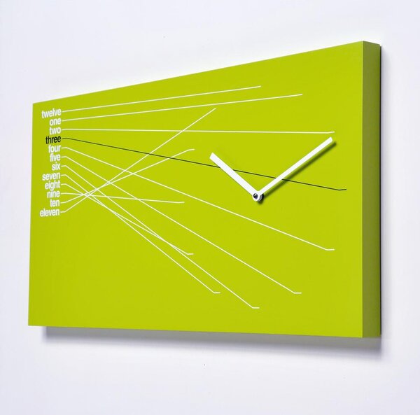 Orologio da parete Timeline in Legno verniciato 66x5xh35cm Verde