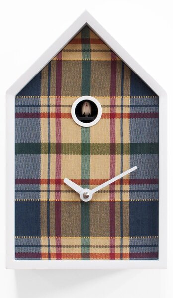 Orologio Cucu TARTAN 15x12xh24 cm cassa in legno Bianca e Tessuto