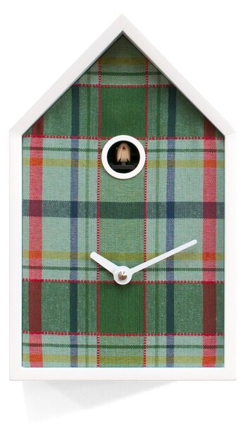 Orologio Cucu TARTAN 15x12xh24 cm cassa in legno Bianca e Tessuto Verde
