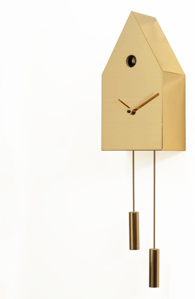 Orologio a Pendolo Cucu 24k 14x9xh54cm lamiera di metallo in Oro
