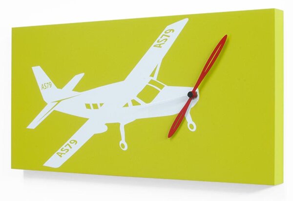Orologio da parete in legno per camerette dei bambini Flyer Cessna movimento al quarzo a batteria