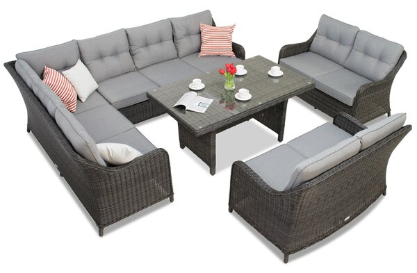 Un set da giardino con angolo Toledo Comida 9 antracite Garden Point