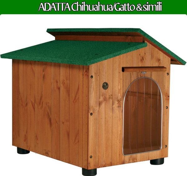 Cuccia per Cani Gatti Chihuahua-Gatto e Simili in legno con tettino coibentato 45x60x h48 cm spessore legno 1 cm collaudo per 130 Kg