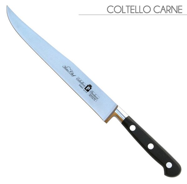 Coltello carne forgiato Manici in POM per alimenti 20 cm colore nero. resistente in lavastoviglie