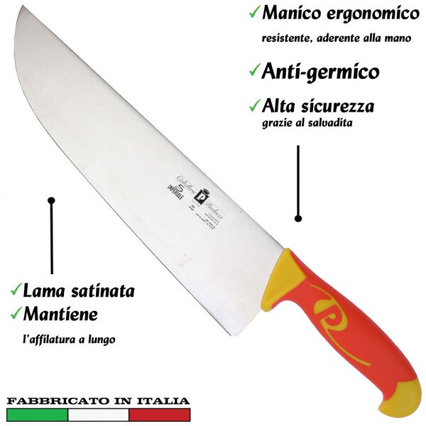 Coltello per affettare inox fino a 36 cm Manici in polipropilene gomma antiscivolo atossici. trattamento germicida. adatto lavastovi