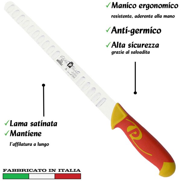 Coltello per salmone lama inox 16cm Manici in polipropilene gomma antiscivolo atossici. trattamento germicida. adatto lavasto