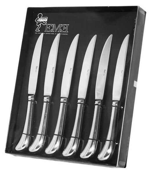 Coltelli da Bistecca Manico Vuoto Set 6 Articolo realizzato in acciaio 1810 lucidato a specchio. in confezione regalo