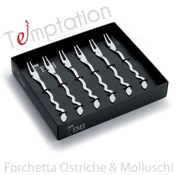 Forchette Molluschi 6 pezzi Temptation in acciaio inox 1810 lucidato a specchio spessore 2 mm