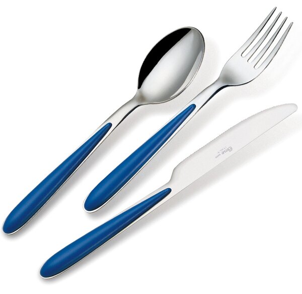 Set posate colorate set 4 pezzi CARIBE 1 Coltello 1 Forchetta 1 Cucchiaio 1 Cucchiano caffe in acciaio 18c