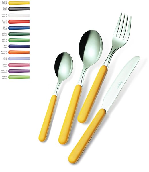 Set Posate Colorate 4 pezzi un posto tavola BONITA 1 Coltello 1 Forchetta 1 Cucchiaio 1 Cucchiaino caff� in acciaio 18C