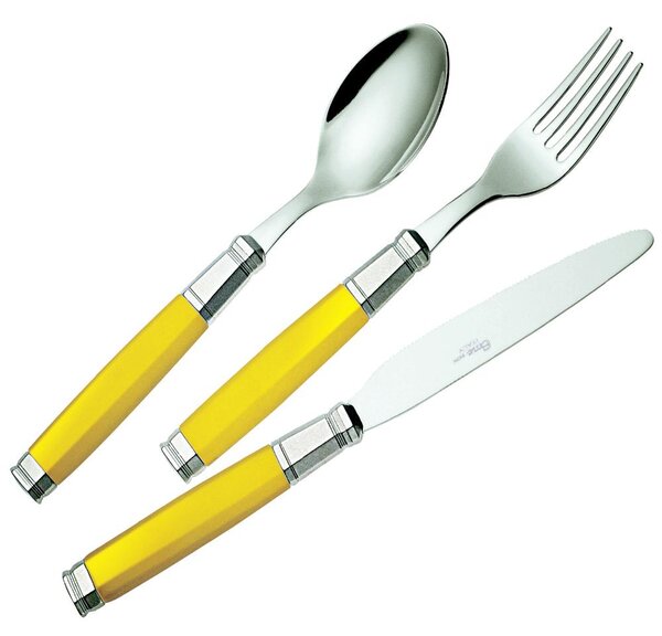Set posate Colore Giallo set 4 pezzi EXA 1 Coltello 1 Forchetta 1 Cucchiaio 1 Cucchiano caffe in acciaio 1810
