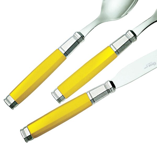 Set posate Colore Giallo set 4 pezzi EXA 1 Coltello 1 Forchetta 1 Cucchiaio 1 Cucchiano caffe in acciaio 1810
