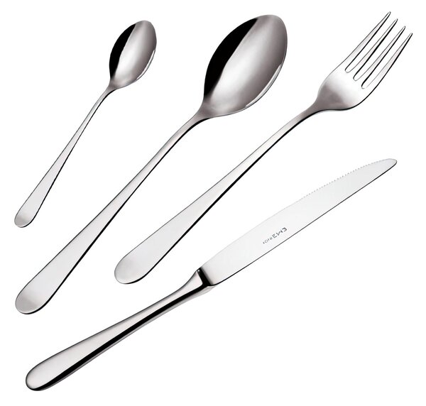 Servizio posate 24 Pezzi LADY inox18.10 con coltello lama da bistecca Lucidato a specchio 2,5 mm finitura inox lucido