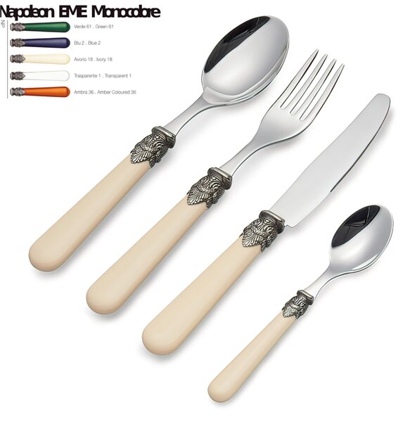 Servizio Posate Colorate Set 24 pezzi NAPOLEON in acciaio 1810 manico Colorato lavabili in lavastoviglie in Confezione Vetrina