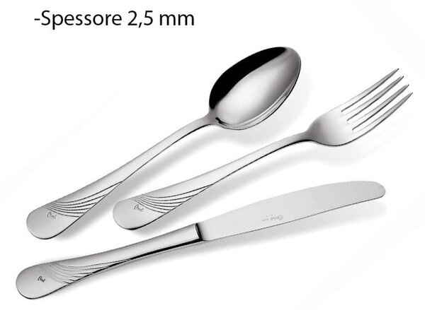 Servizio Posate 24 pezzi MILANO INCISO in acciaio inox 1810 lucidato a specchio spessore 2.5 mm