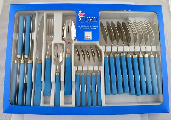 Servizio Posate 24 Pezzi PROFI Azzurro in confezione regalo