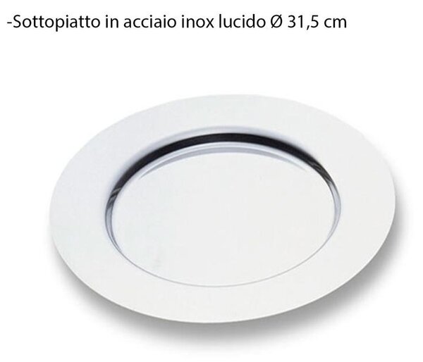 Sottopiatto in Acciaio tondo diametro 31.5 cm ALEX bordo Piatto in acciaio inox Lucido