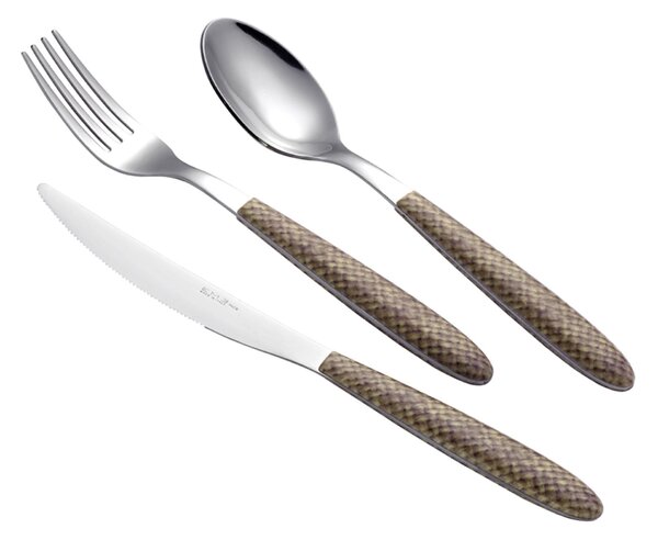 Servizio Posate Colorate Set 24 pezzi VERO-FABRIC in acciaio 18C manico in NYLON con manico effetto sabbiatura lavabili in lavastoviglie