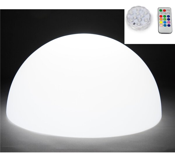 Lampada semisfera BABY MOON Trasparente per interno esterno diametro 40 cm con illuminazione RGB immergibile e telecomando