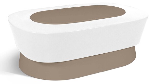 Tavolino basso bicolore in polietilene Hanoi 1190x790x400 mm ideale per uso interno esterno colore Base Tortora TOP Bianco Latte