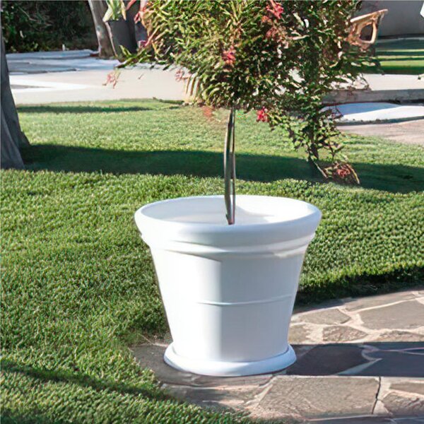 Vaso Tondo in Polietilene Liscio con sottovaso dimensioni 50x31xh 40 cm - 30 litri adatto interno esterno colore Grafite