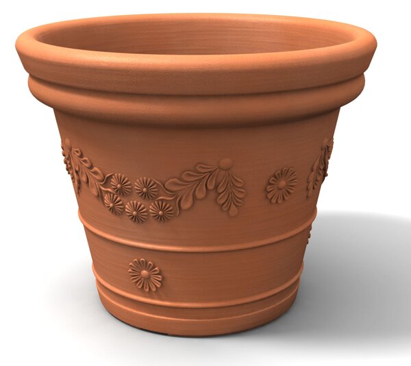 Vaso festonato in Polietilene con decoro a rilievo TONDO dimensioni 55x43xh 40 cm adatto interno esterno colore arancio