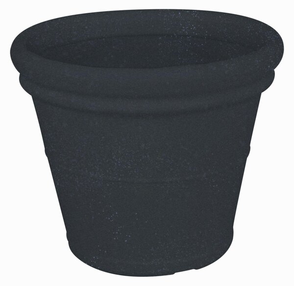 Vaso Tondo in Polietilene Liscio con sottovaso dimensioni 50x31xh 40 cm - 30 litri adatto interno esterno colore Grafite