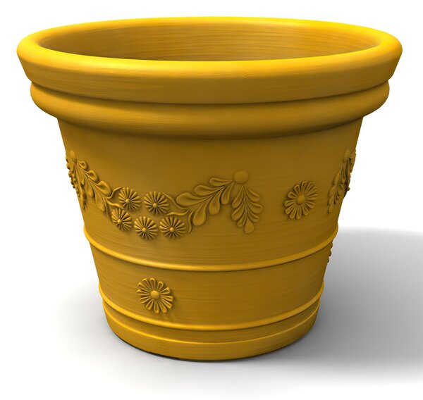 Vaso festonato in Polietilene con decoro a rilievo TONDO dimensioni 55x43xh 40 cm adatto interno esterno colore ocra
