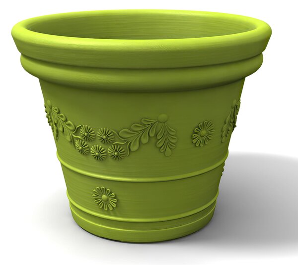 Vaso festonato in Polietilene con decoro a rilievo TONDO dimensioni 55x43xh 40 cm adatto interno esterno colore kiwi