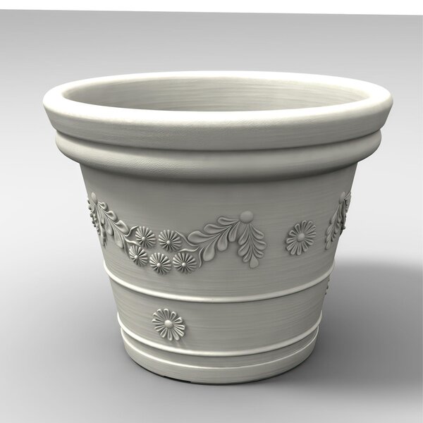 Vaso festonato in Polietilene con decoro a rilievo TONDO dimensioni 80x43xh 64 cm adatto interno esterno colore bianco