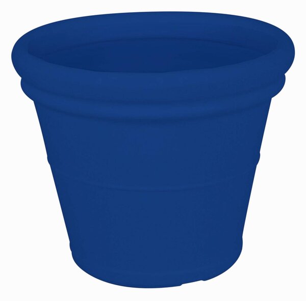 Vaso Tondo in Polietilene Liscio con sottovaso dimensioni 50x31xh 40 cm - 30 litri adatto interno esterno colore blu