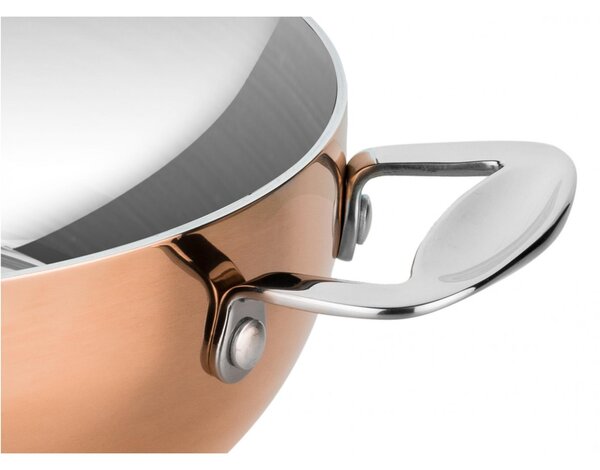 Tegame in Rame 2 manici fondo ad induzione diametro 28- 4.9 Lt Linea Toscana induzione Rame-Alluminio-Acciaio