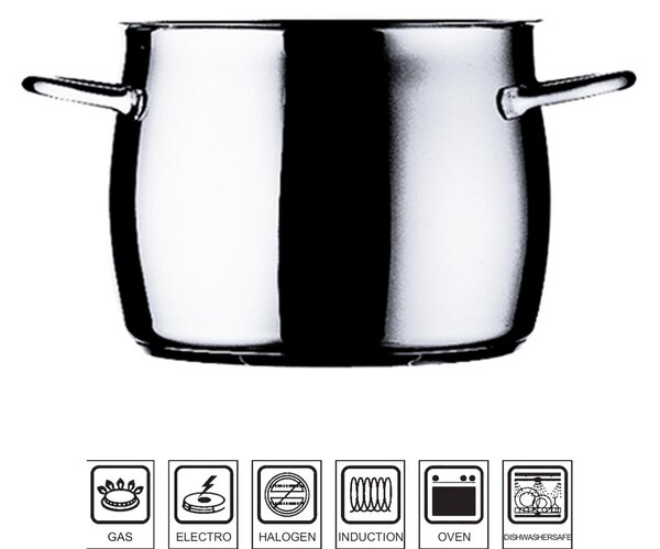 Pentola alta in acciaio inox 18/10 fondo termodiffusore incapsulato 1950 �20 - 5,4 Lt finitura interno esterno inox Lucido