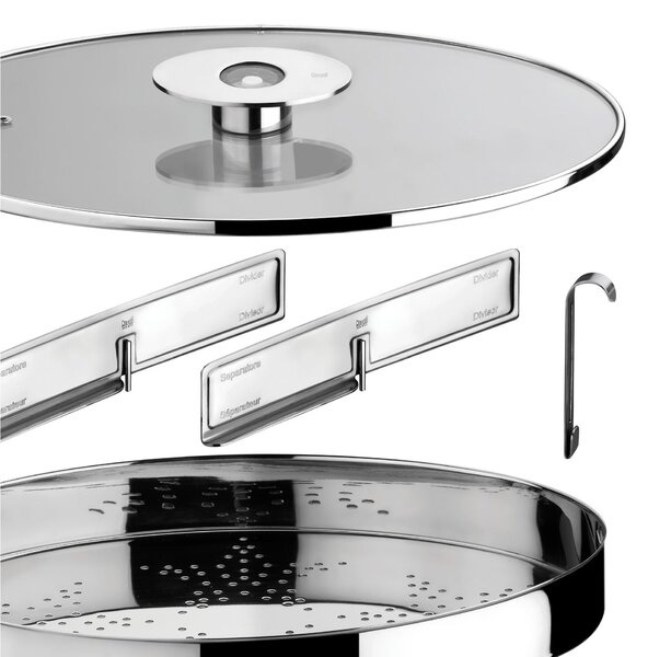 Vaporiera per cottura a vapore 26cm in acciaio inox 18/10 con coperchio in vetro pyrex linea Gourmet Mepra, adatta per piano elettrico, induzione, gas, alogeno, vetroceramica , forno