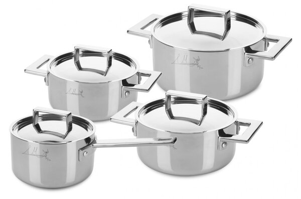 Mepra Attiva Batteria di pentole, Kitchen, 8 Pezzi, Trimetallo Acciaio Inossidabile 18/10, Alluminio e acciaio