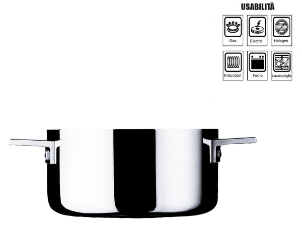 Casseruola due manici ATTIVA diametro cm 18- 2,0 Lt per induzione in acciaio 18.10 Lucido + Coperchio incluso
