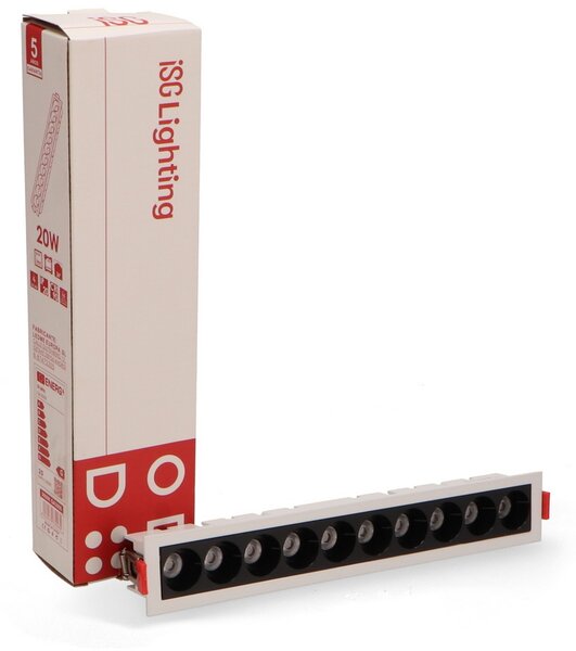 Faretto Led da incasso Vienna 20W Rettangolare Cornice bianca Apertura 36 gradi Bianco neutro 4000K M LEDME