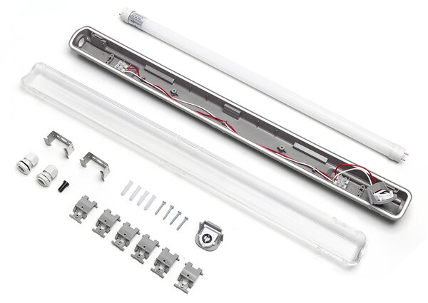 Plafoniera stagna a 1 posto con Tubo Led G13 T8 incluso da 60cm IP65 Bianco neutro 4000K Aigostar