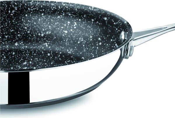 Batteria di Pentole Triplo fondo ad Induzione 3 Padelle 20-24-28 cm GLAMOUR STONE 3 Pezzi inox Lucido